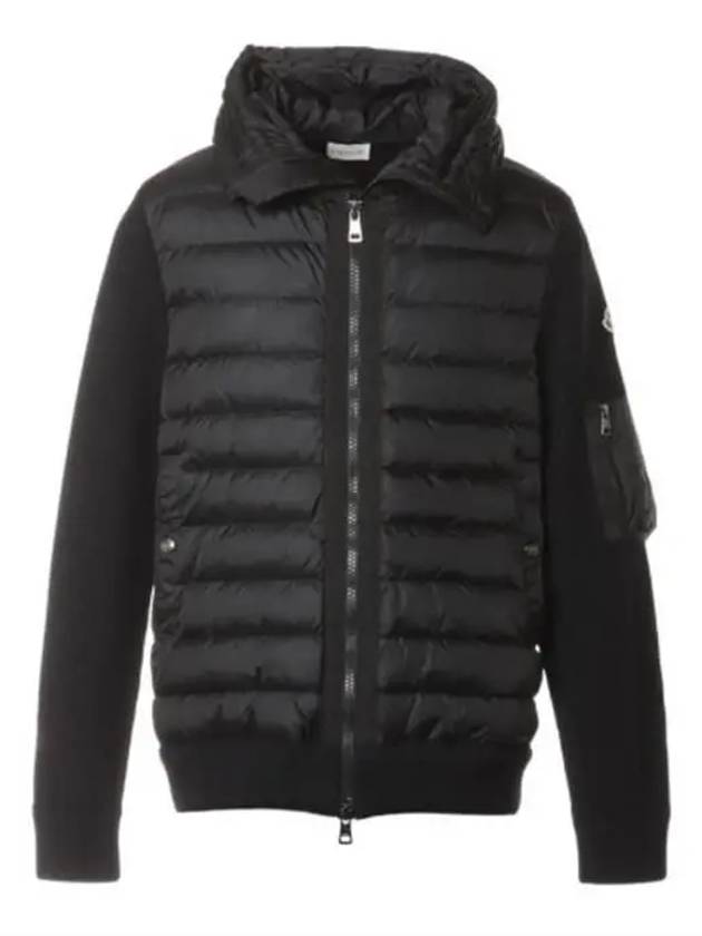 Logo Patch Padded Wool Cardigan Black - MONCLER - BALAAN 2