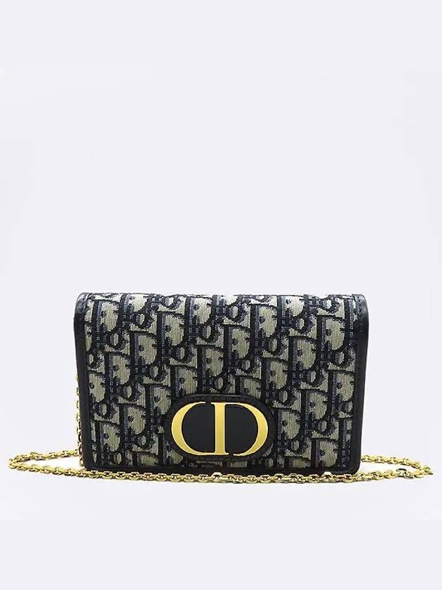 S2086UTZQ Blue oblique jacquard 30 MONTAIGNE 2 in 1 pouch belt bag chain strap - DIOR - BALAAN 2