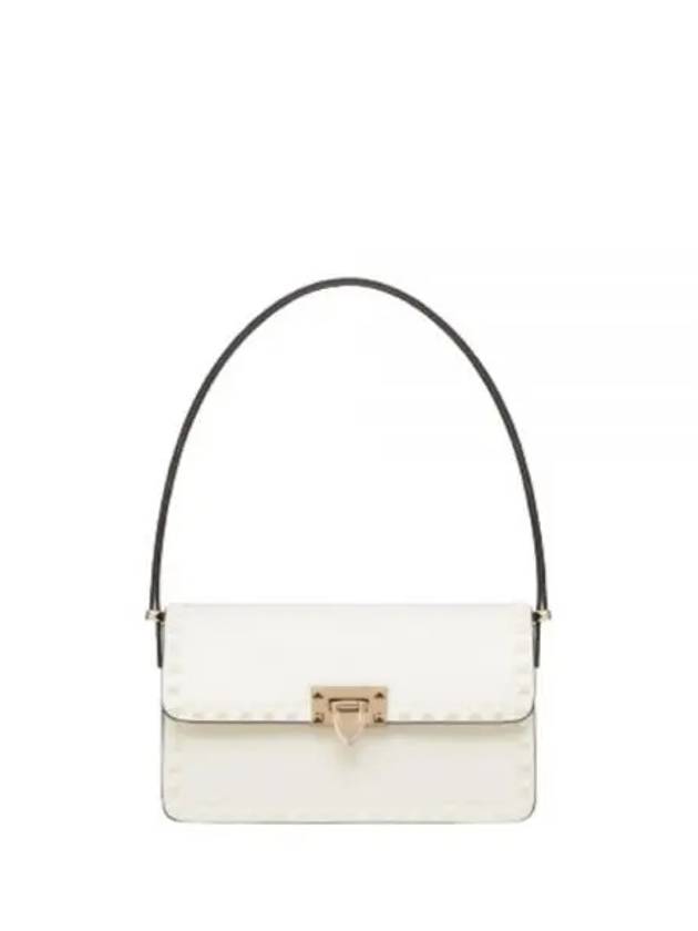 Rockstud Detail Leather Shoulder Bag White - VALENTINO - BALAAN 2