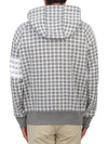 Cotton Check Jacquard 4-Bar Zip-Up Hoodie Grey - THOM BROWNE - BALAAN 5