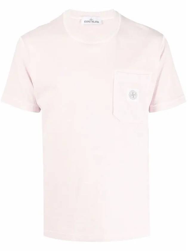 Wappen Logo Patch Pocket Short Sleeve T-Shirt Light Pink - STONE ISLAND - BALAAN 2