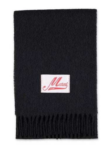 Logo Patch Knit Alpaca Muffler Black - MARNI - BALAAN 1