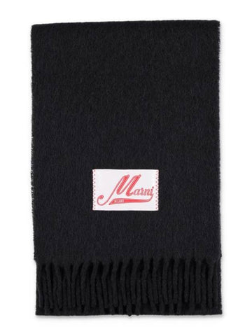 Logo Patch Knit Alpaca Muffler Black - MARNI - BALAAN 1