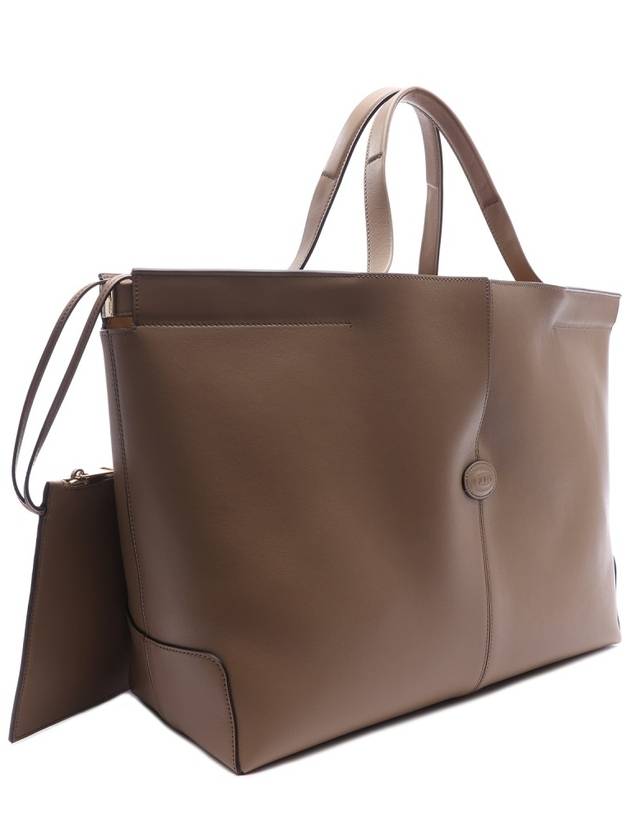 Folio Medium Leather Tote Bag Beige - TOD'S - BALAAN 4