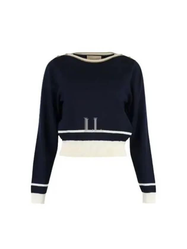 Boat Neck Knit Top Navy - GUCCI - BALAAN 2