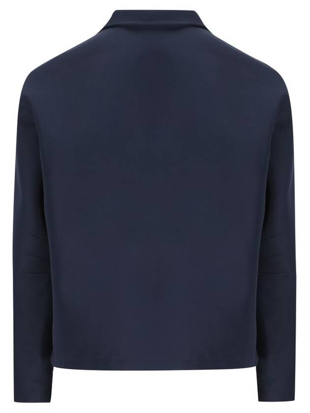 Embroidered wool acetate zip up jacket dark blue - GUCCI - BALAAN 3