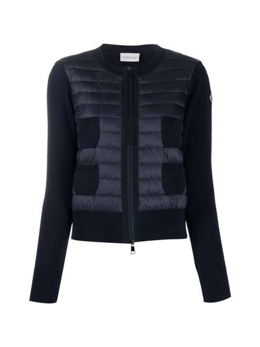 Padded Wool Zip-Up Cardigan Navy - MONCLER - BALAAN 1