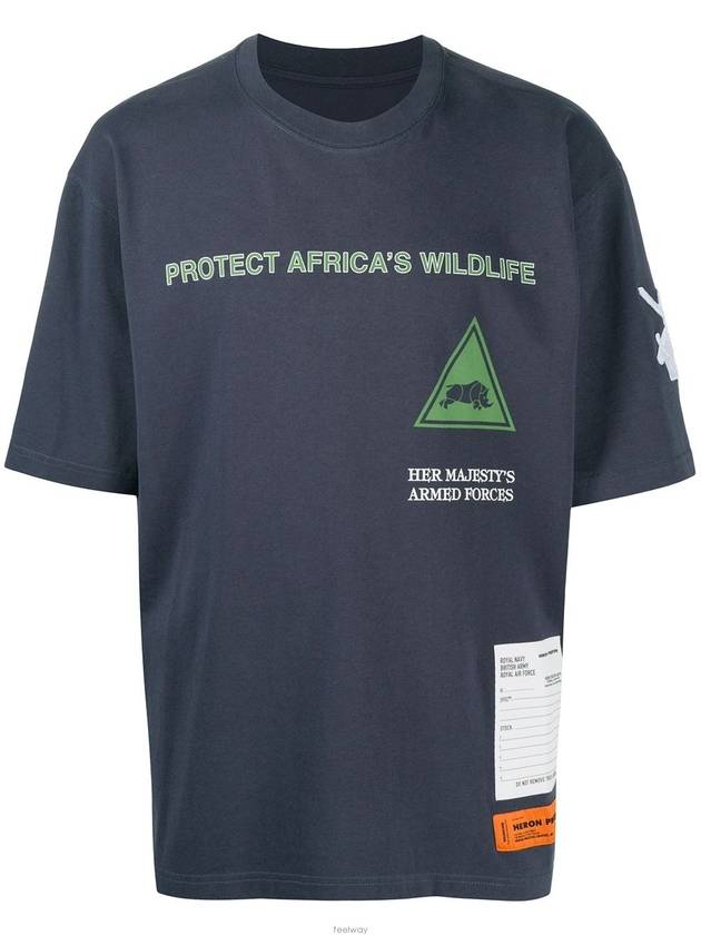 Slogan Patchwork Short Sleeve T-Shirt Navy - HERON PRESTON - BALAAN 3