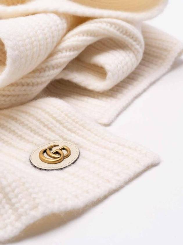 Patch Wool Scarf Ivory - GUCCI - BALAAN 3