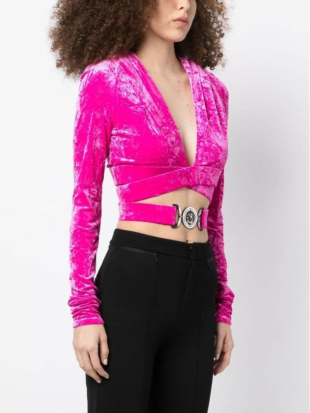 Medusa Bigi Cutout VELVET Velvet Crop Hood Pink - VERSACE - BALAAN 4