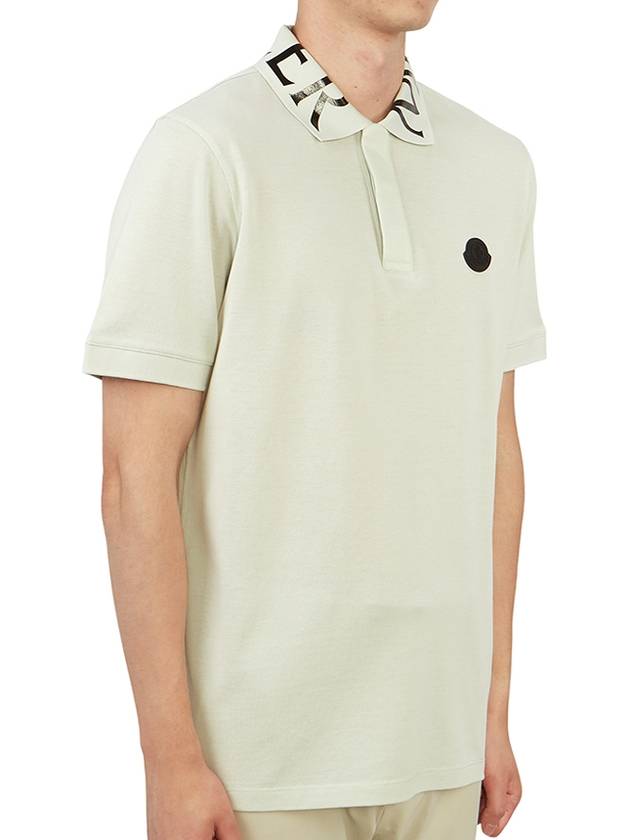 Men's Logo Lettering Collar Short Sleeve Polo Shirt White - MONCLER - BALAAN 4