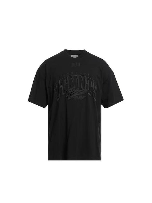 Embroidered Logo Cotton Short Sleeve T-Shirt Black - VETEMENTS - BALAAN 1