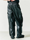 VCL Crack Leather Parachute Cargo Banding Pants Black - S SY - BALAAN 7