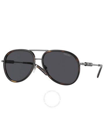 Versace Dark Grey Pilot Unisex Sunglasses VE2260 100187 60 - VERSACE - BALAAN 1