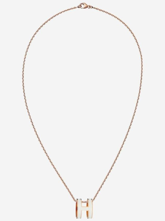 Pop-Ache H Pendant Rose Gold Necklace Blanc - HERMES - BALAAN 2