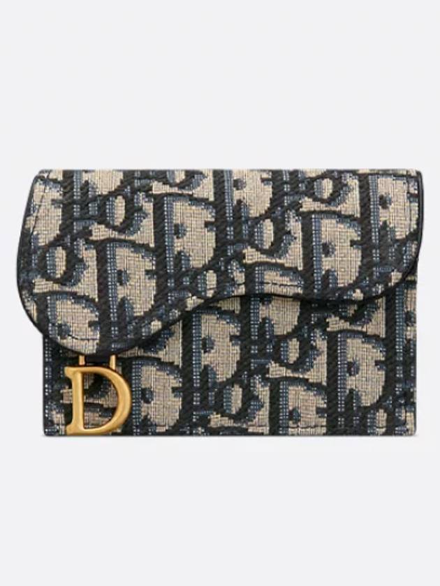 Saddle Flap Card Holder Blue Oblique Jacquard S5611CTZQ M928928U - DIOR - BALAAN 1