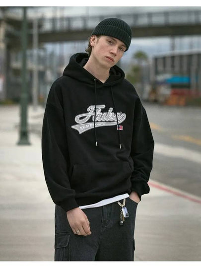 Cursive embroidered logo hooded sweatshirt black FHT2036 - FLUKE - BALAAN 2