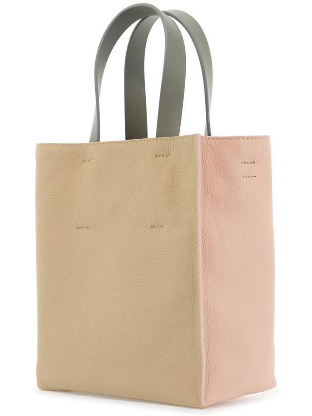 pink and beige calfskin shopping bag with gray handles - MARNI - BALAAN 2