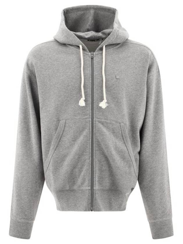 Face Logo Applique Zip-Up Hoodie Grey - ACNE STUDIOS - BALAAN 6