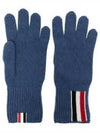 Striped Merino Wool Gloves Dark Blue - THOM BROWNE - BALAAN 1