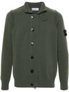 Wappen High Neck Button Up Wool Cardigan Green - STONE ISLAND - BALAAN 2