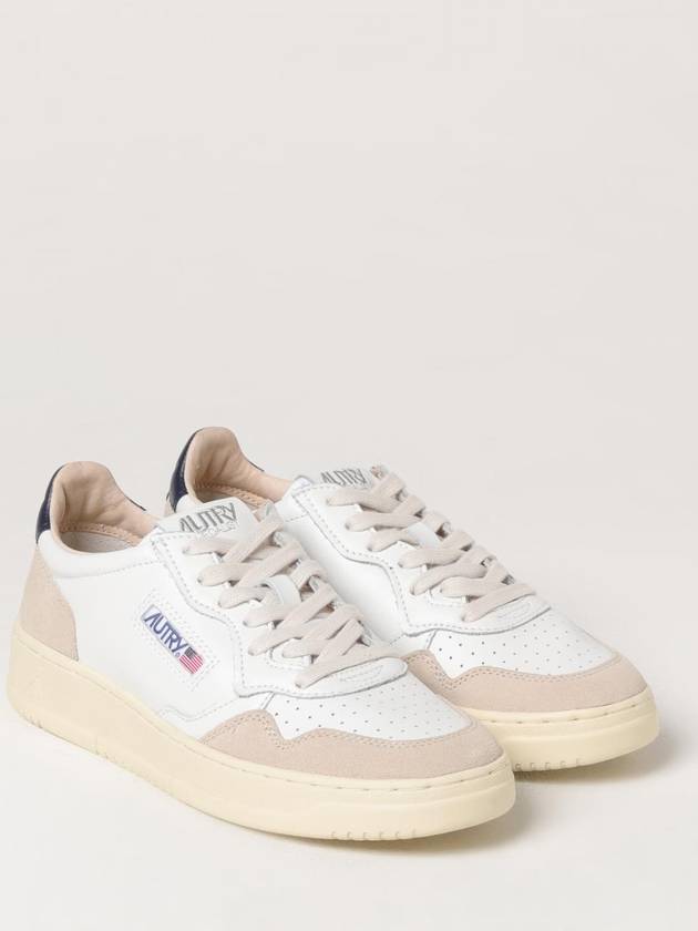 Women's Leather Suede Medalist Low Top Sneakers White Blue - AUTRY - BALAAN 3