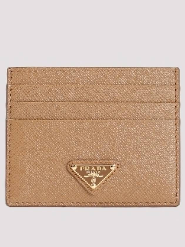 Saffiano Leather Triangle Logo Card Wallet Brown - PRADA - BALAAN 3
