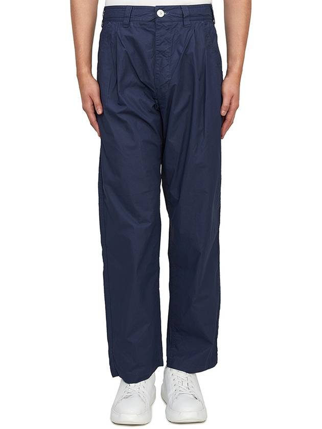 Marina Mid Rise Cotton Canvas Wide Pants Royal Blue - STONE ISLAND - BALAAN 2