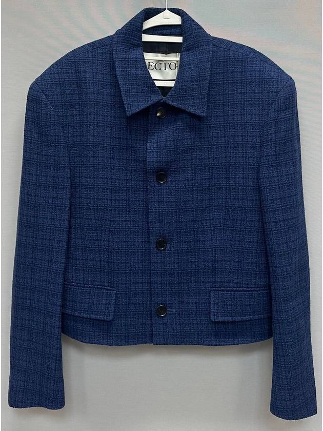 Icaro Tweed Blue Short Jacket 105 - RECTO - BALAAN 1