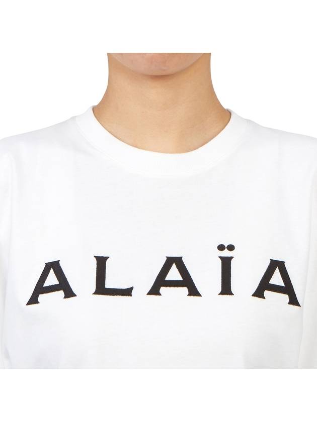 Logo Print Crew Neck Cotton Short Sleeve T-Shirt White - ALAIA - BALAAN 9