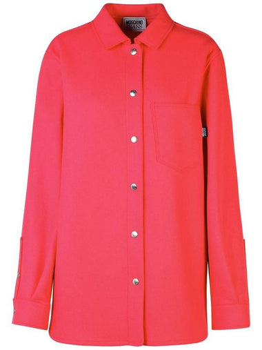 Moschino Jeans Oversized Fuchsia Wool Blend Shirt - MOSCHINO - BALAAN 1