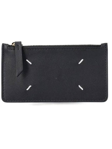 Signature Stitch Zipper Card Wallet Black - MAISON MARGIELA - BALAAN 1