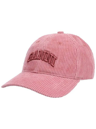Embroidered Logo Corduroy Ball Cap Pink - GANNI - BALAAN 2