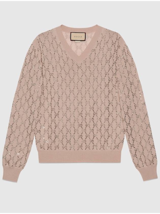 GG Crystal Wool Knit Top Pink - GUCCI - BALAAN 2