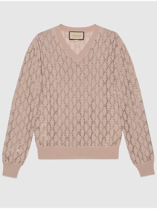 GG Crystal Wool Knit Top Pink - GUCCI - BALAAN 2