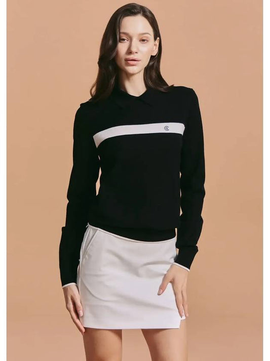 Women s block point collar knit pullover black - CLEVELAND GOLF - BALAAN 1