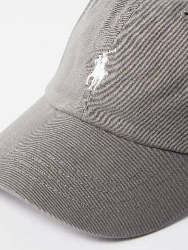 Logo Embroidered Panel Cotton Twill Gray Baseball Cap - POLO RALPH LAUREN - BALAAN 2