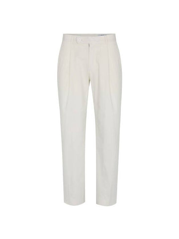 Men's Tapered One-Tuck Cotton Chino Pants White - SOLEW - BALAAN 1