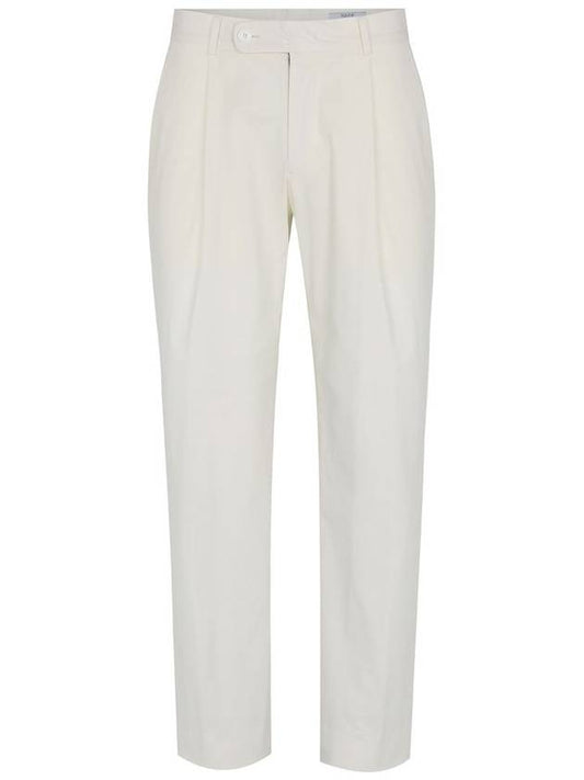 Men's Tapered One-Tuck Cotton Chino Pants White - SOLEW - BALAAN 2