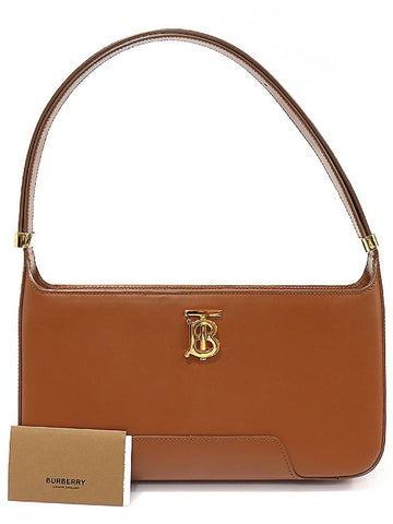 80462511 Warm tan smooth calfskin gold monogram TB medium shoulder bag - BURBERRY - BALAAN 1