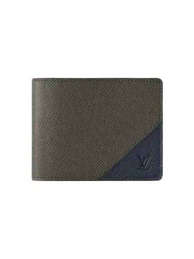 Multiple Embossing LV Logo Two-Tone Leather Half Wallet Black - LOUIS VUITTON - BALAAN 1