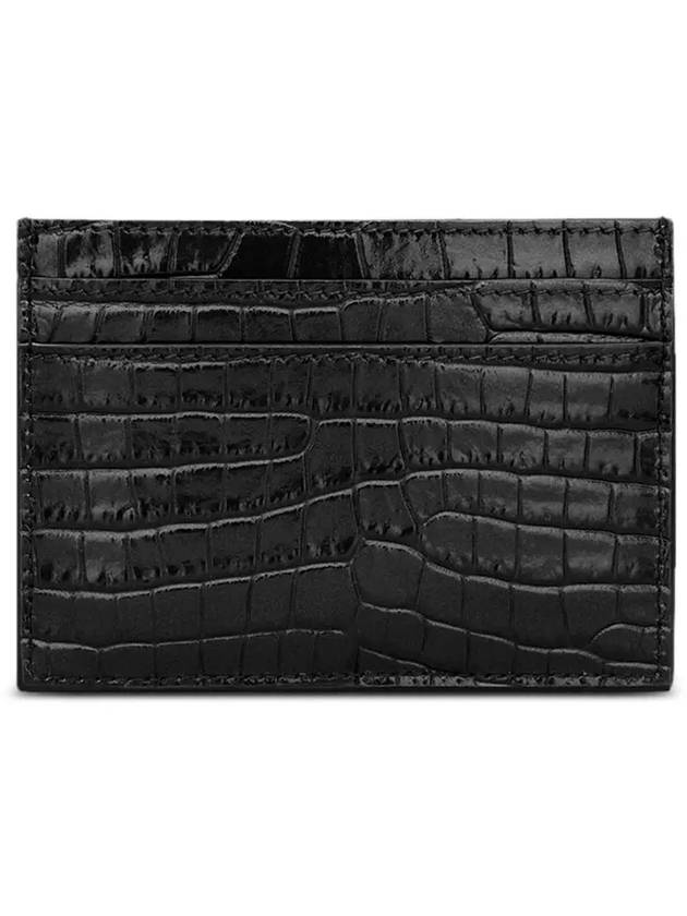 Cassandre Crocodile Embossed Leather Card Wallet Black - SAINT LAURENT - BALAAN 3