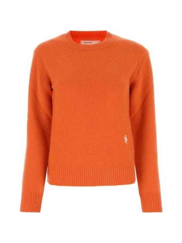 Embroidered Logo Crew Neck Wool Knit Top Orange - SPORTY & RICH - BALAAN 1