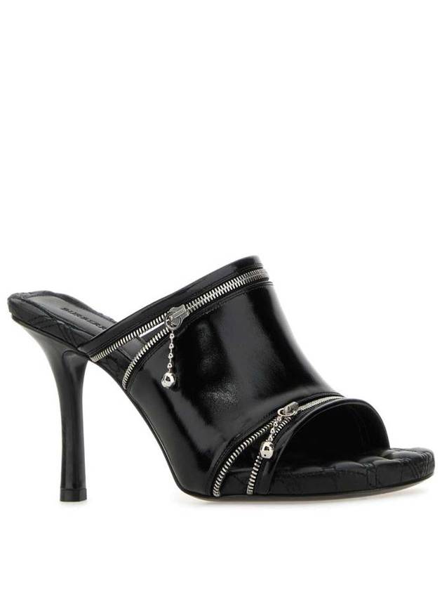 Peep Stiletto Heel Leather Mule Black - BURBERRY - BALAAN 3