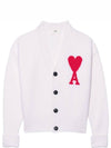 Big Heart Logo Wool Cardigan White - AMI - BALAAN 2