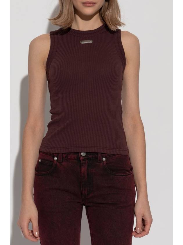 Alexander McQueen Top With Logo, Women's, Burgundy - ALEXANDER MCQUEEN - BALAAN 3