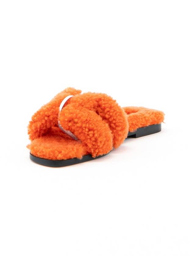 Oran Shearling Slippers Orange - HERMES - BALAAN 4