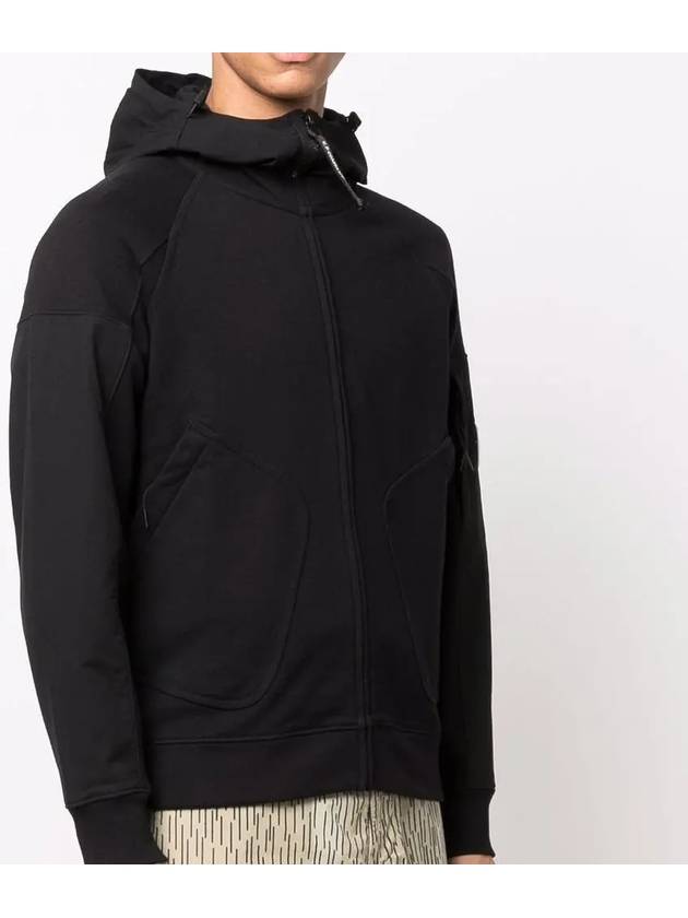 Lens Patch Diagonal Raised Fleece Mix Hooded Jacket Black - CP COMPANY - BALAAN 4