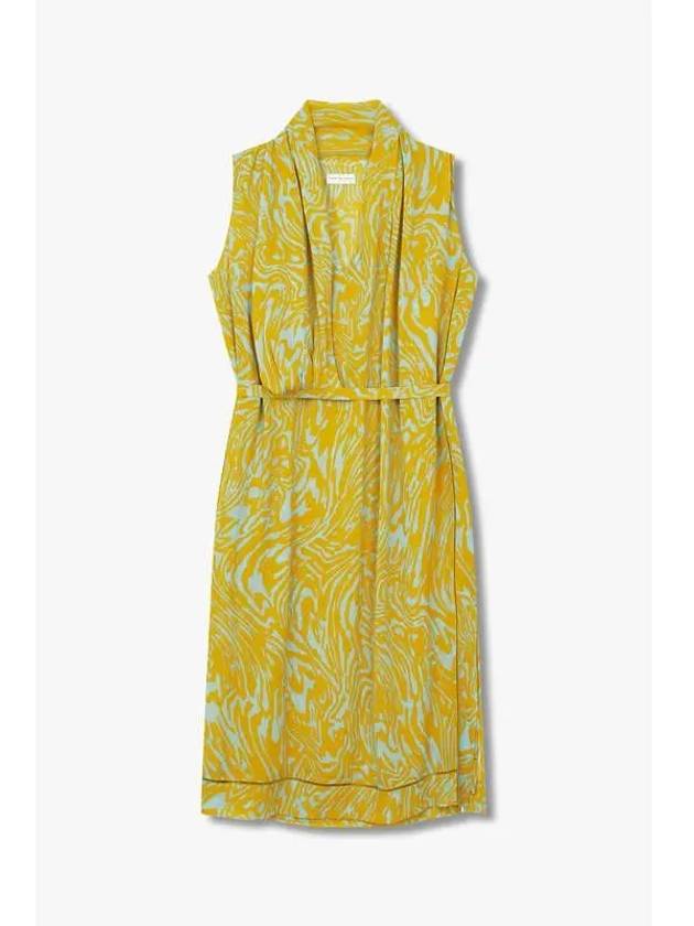 Women s Patterned String Panel Dress Dark Yellow - DRIES VAN NOTEN - BALAAN 1