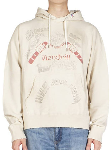 Mendrill x GS Distressed Hooded Sweatshirt C10HD501 WHITE - MAISON MIHARA YASUHIRO - BALAAN 1